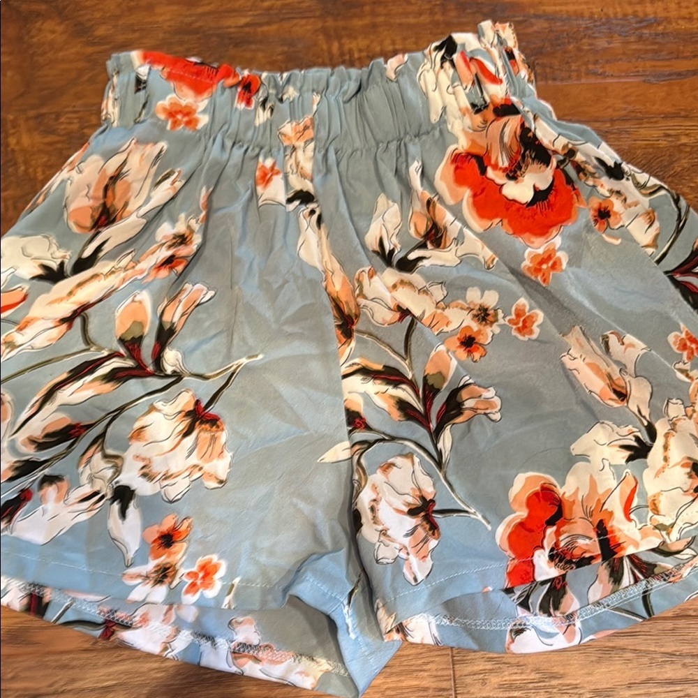Floral Print Shorts in Blue and Orange sz M - Picture 2 of 4